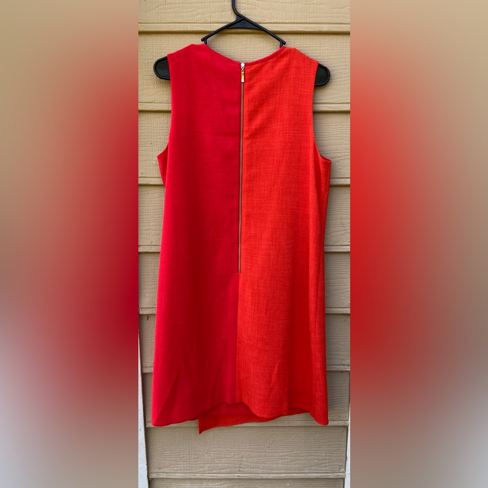 Tahari Arthur S Levine Tunic Dress Women Orange Red Color Block Loose Shift - Picture 4 of 8